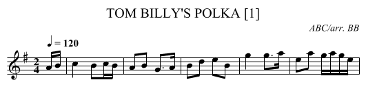 TOM BILLY'S POLKA [1] - staff notation