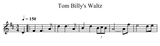 Tom Billy's Waltz - staff notation
