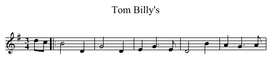 Tom Billy's - staff notation