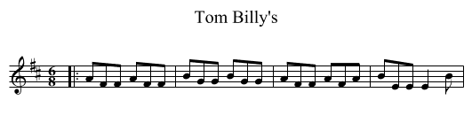 Tom Billy's - staff notation
