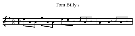 Tom Billy's - staff notation