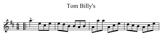 Tom Billy's - staff notation