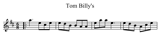 Tom Billy's - staff notation