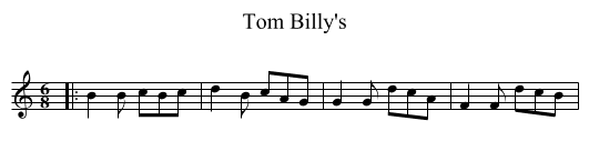 Tom Billy's - staff notation