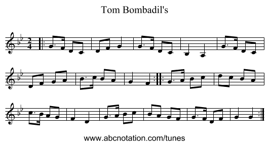 Tom Bombadil's - staff notation