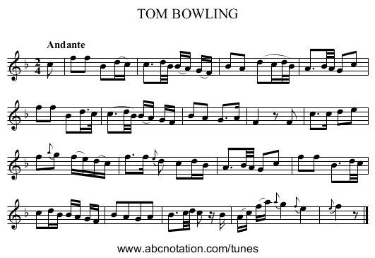 TOM BOWLING - staff notation