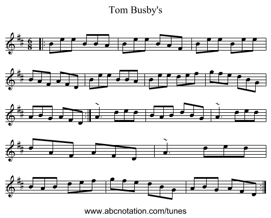 Tom Busby's - staff notation