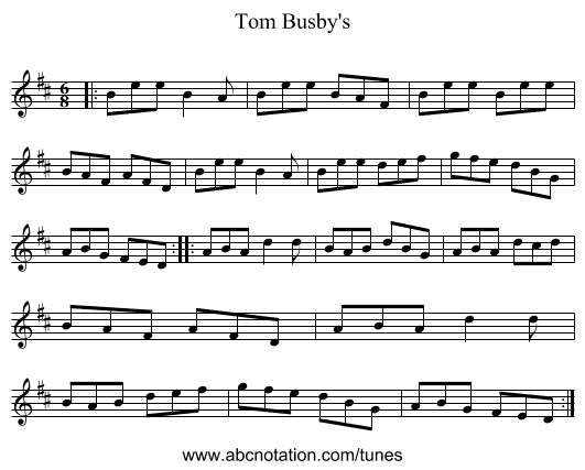 Tom Busby's - staff notation