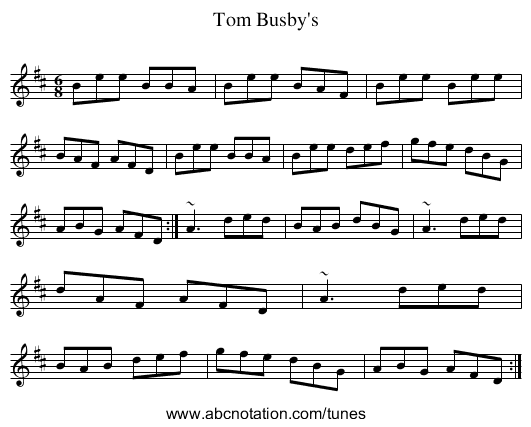 Tom Busby's - staff notation