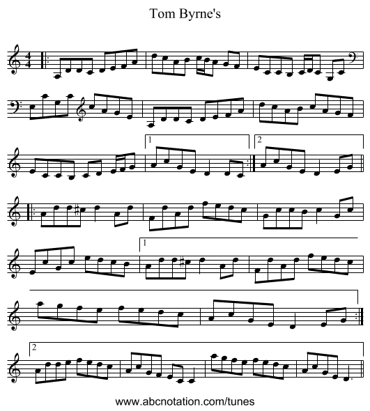 Tom Byrne's - staff notation