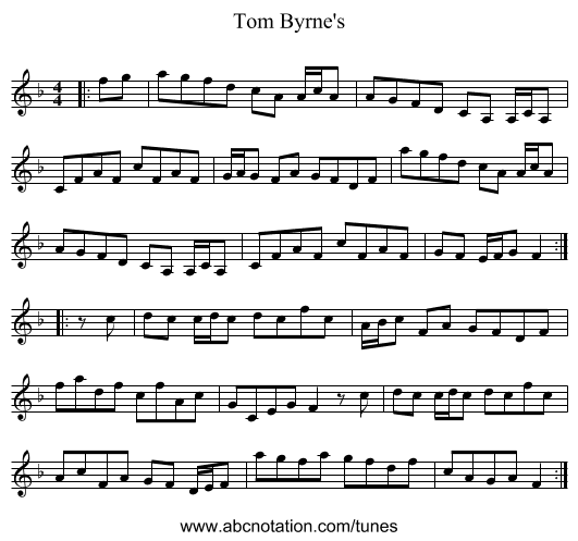 Tom Byrne's - staff notation
