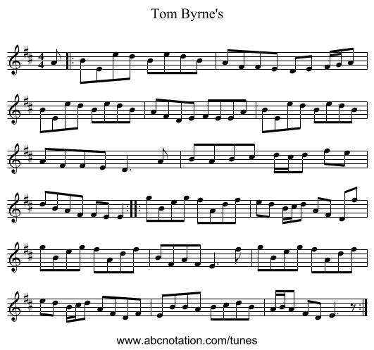 Tom Byrne's - staff notation