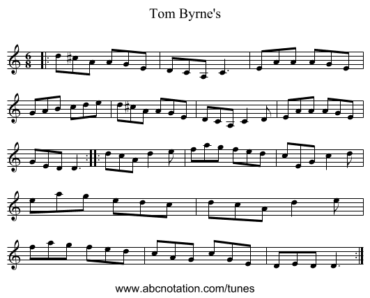 Tom Byrne's - staff notation