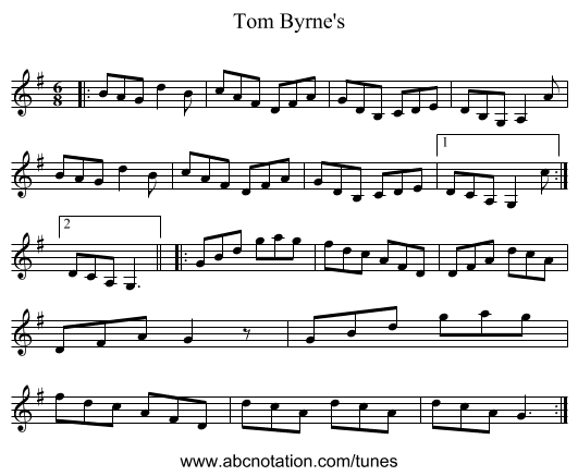 Tom Byrne's - staff notation