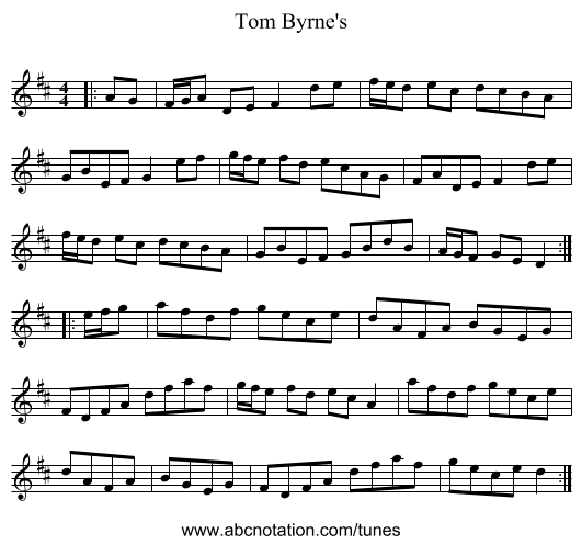 Tom Byrne's - staff notation
