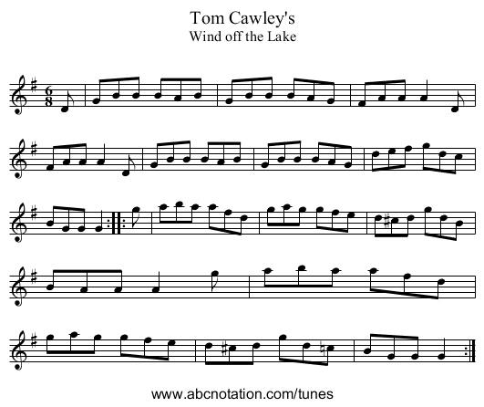 Tom Cawley's - staff notation