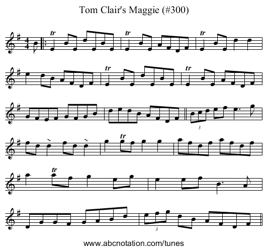 Tom Clair's Maggie (#300) - staff notation