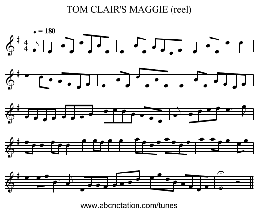 TOM CLAIR'S MAGGIE (reel) - staff notation