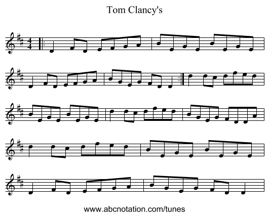 Tom Clancy's - staff notation