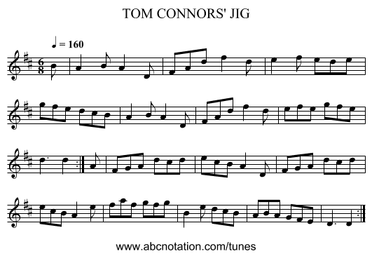 TOM CONNORS' JIG - staff notation