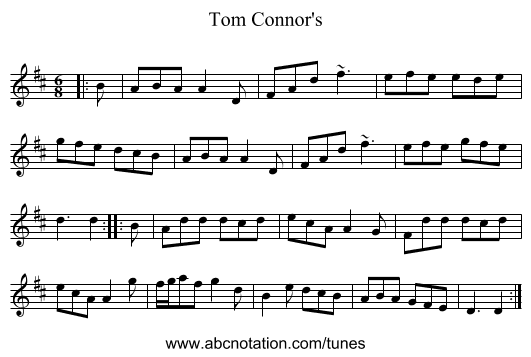 Tom Connor's - staff notation