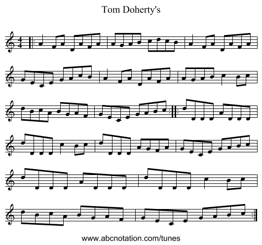 Tom Doherty's - staff notation