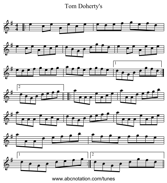 Tom Doherty's - staff notation