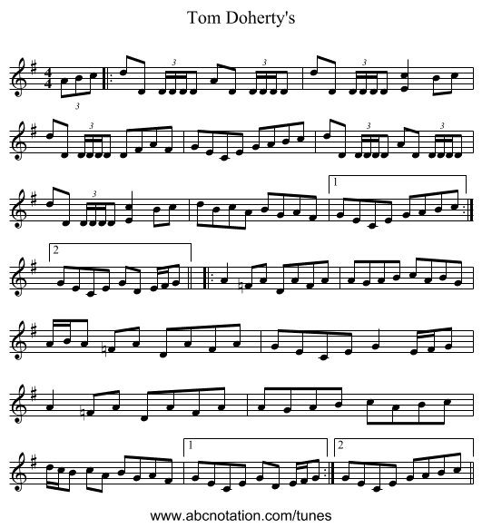 Tom Doherty's - staff notation