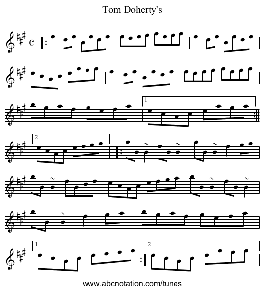 Tom Doherty's - staff notation