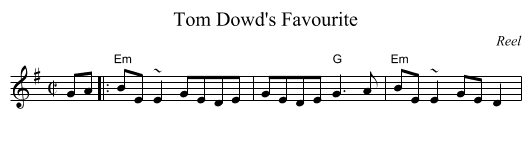 Tom Dowd's Favourite - staff notation