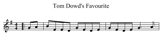 Tom Dowd's Favourite - staff notation