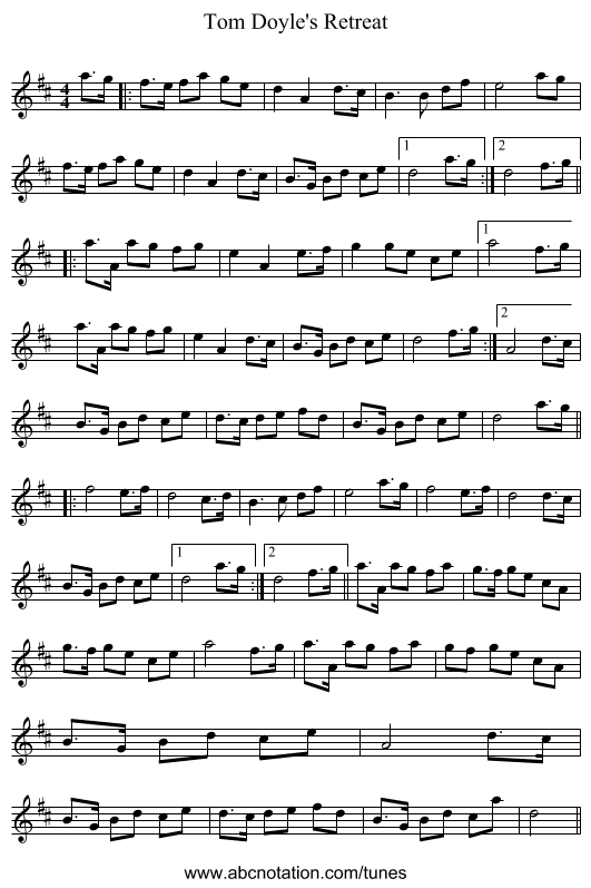 Tom Doyle's Retreat - staff notation