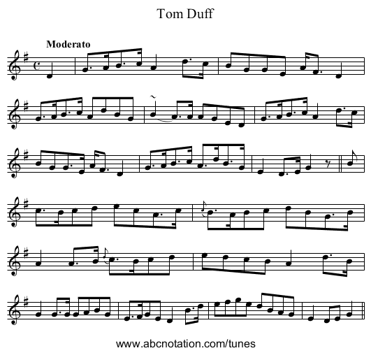 Tom Duff - staff notation