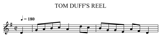TOM DUFF'S REEL - staff notation