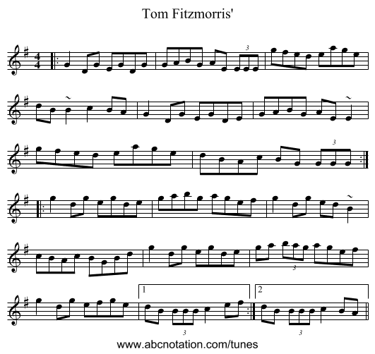 Tom Fitzmorris' - staff notation