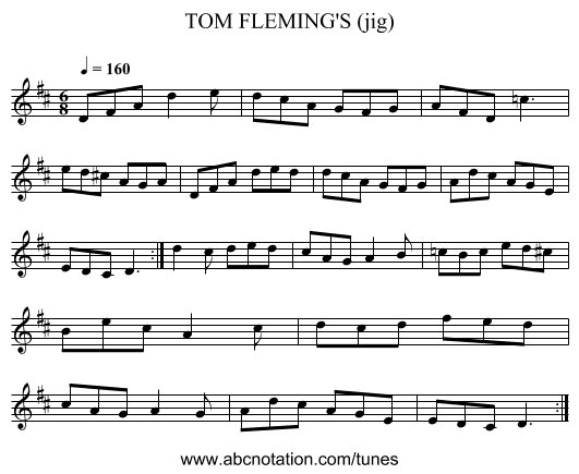 TOM FLEMING'S (jig) - staff notation