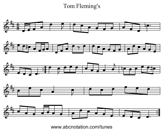 Tom Fleming's - staff notation