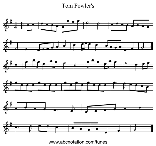 Tom Fowler's - staff notation