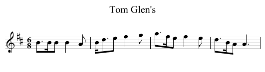 Tom Glen's - staff notation