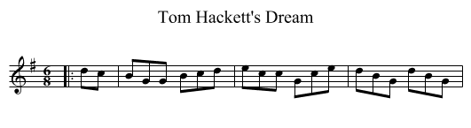 Tom Hackett's Dream - staff notation