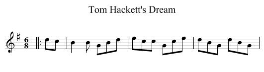 Tom Hackett's Dream - staff notation