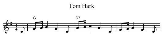 Tom Hark - staff notation