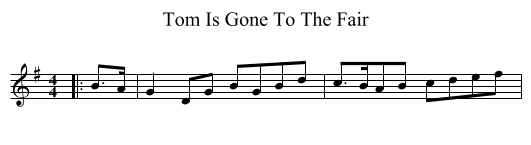 Tom Is Gone To The Fair - staff notation