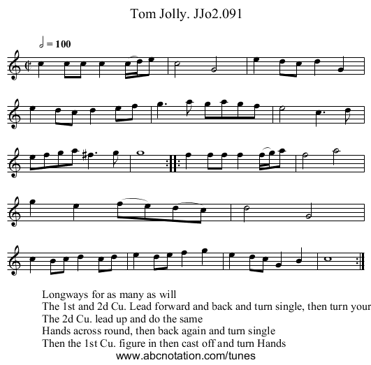 Tom Jolly. JJo2.091 - staff notation