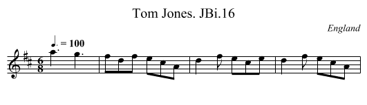 Tom Jones. JBi.16 - staff notation