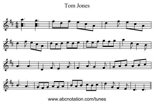 Tom Jones - staff notation