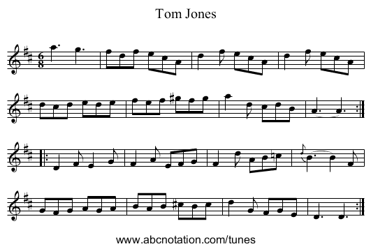 Tom Jones - staff notation