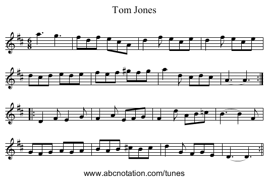 Tom Jones - staff notation