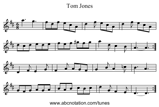 Tom Jones - staff notation