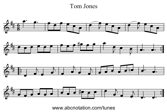 Tom Jones - staff notation